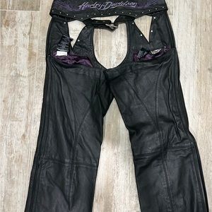 Authentic Women’s Harley Davidson black leather chaps size medium